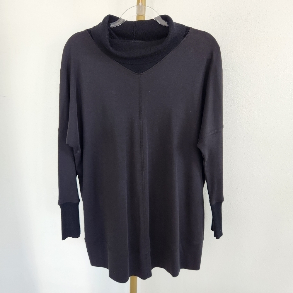 PLANET By Lauren G Long Sleeve Tunic Top Turtleneck OSFA Womens Black
